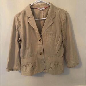 Calvin Klein Women’s Khaki Blazer-Front Pockets-Ruffled 3/4 Sleeves - Sz 10